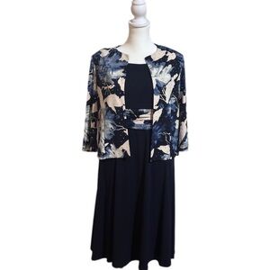 Jessica Howard Navy and Cream A-Line Skirt Set